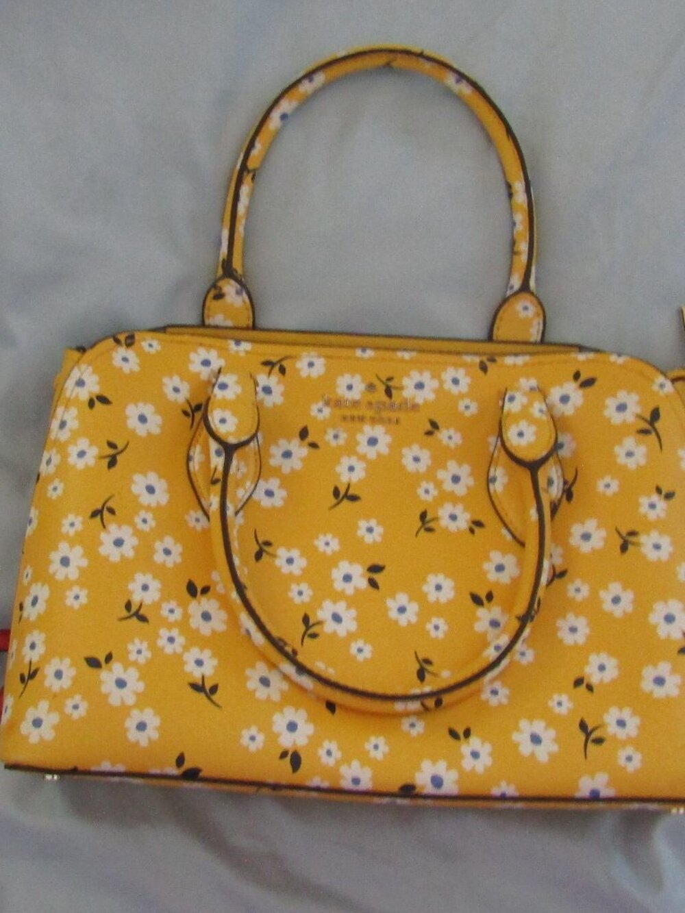 KATE SPADE NY DARCY SATCHEL Yellow Floral Leather Purse